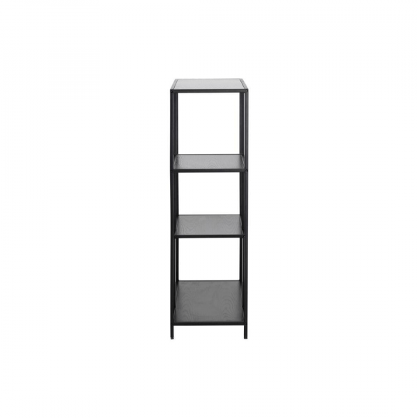Boekenkast Simon - Melamine Essen - Zwart - 2 planken Asymmetrisch