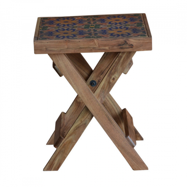 Bijzettafel Global – Vintage – Hout – Multicolour