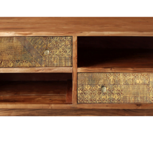 TV-meubel Brass Metal - 2-deurs – Acaciahout – Naturel